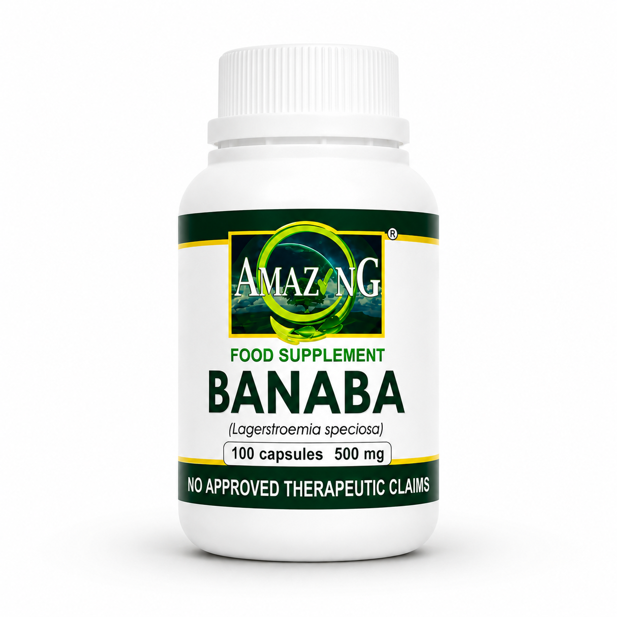 Amazing Food Supplement Banaba bottle, 100 capsules, 500 mg