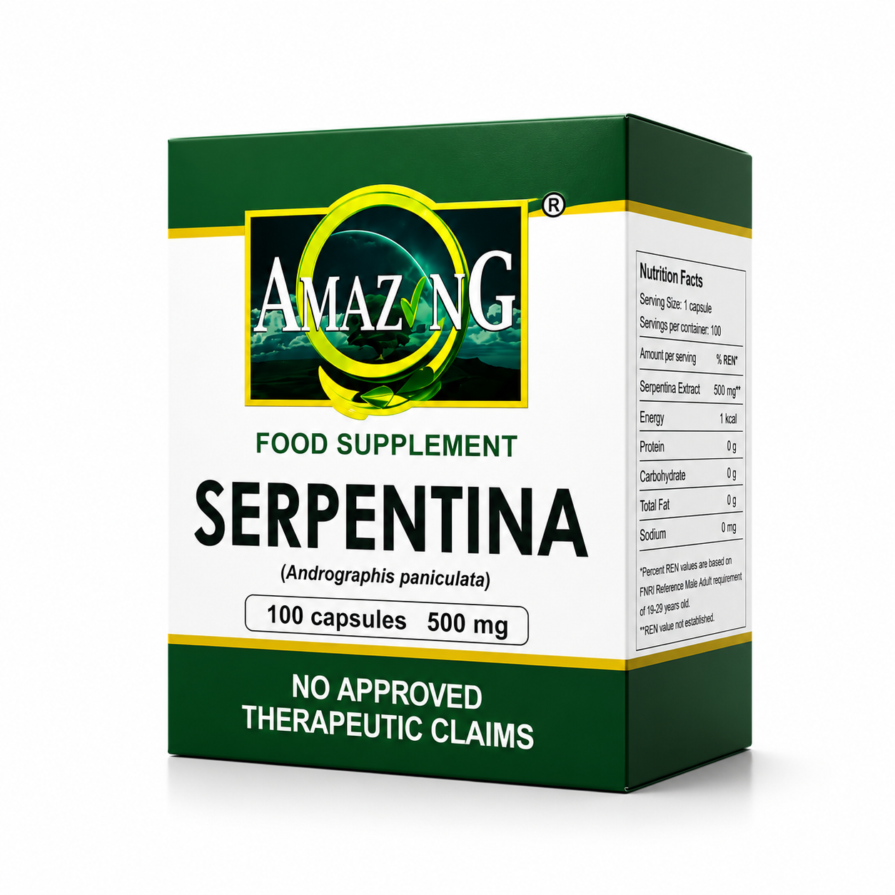 Amazing Food Supplement Serpentina Premium Box, 100 capsules, 500 mg
